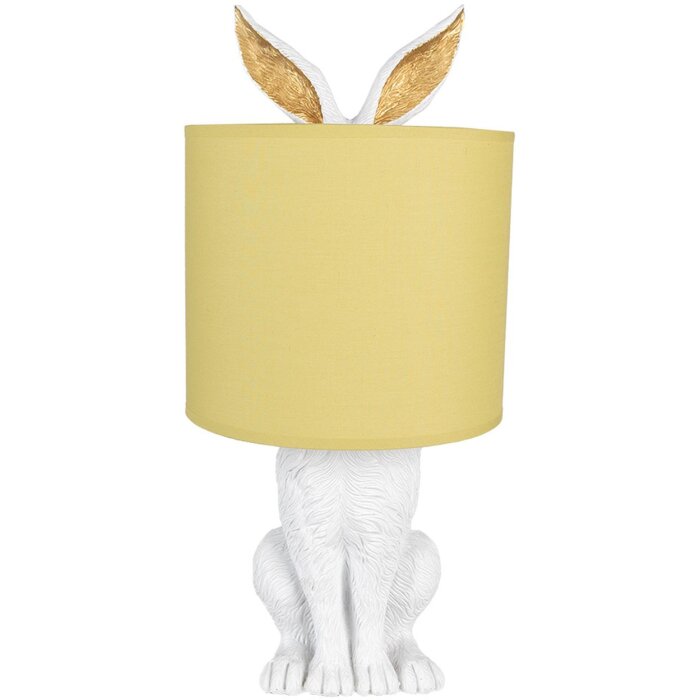 Clayre & Eef 6LMC0013WY Tischlampe Ø 20x43 cm E27 Weiß Gelb Landhausstil