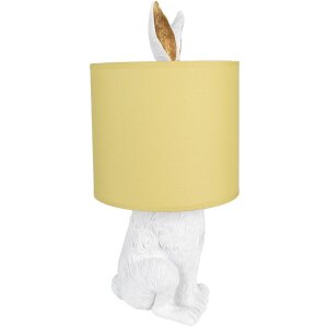 Clayre & Eef 6LMC0013WY Tischlampe Ø 20x43 cm E27 Weiß Gelb Landhausstil