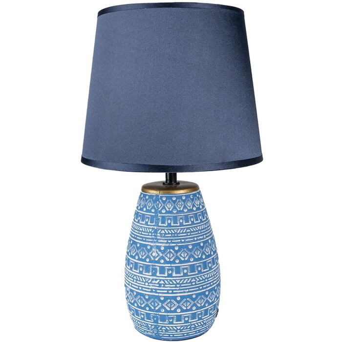 Clayre & Eef 6LMC0072 Tischlampe Keramik Blau Weiß Ø20 cm H35 cm Landhausstil