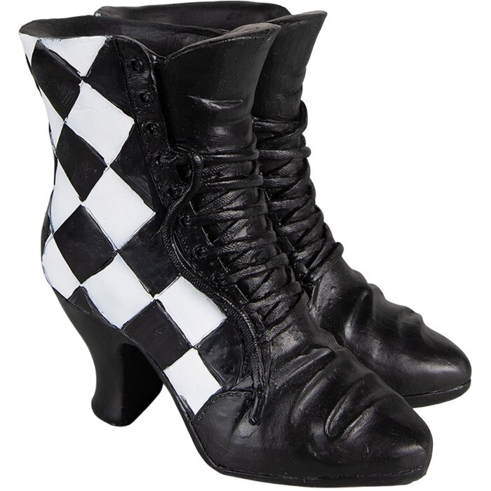 Clayre & Eef 6PR3890 Dekoration Schuhe 15x12x15 cm Schwarz Weiß