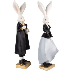 Clayre & Eef 6PR4889 Dekoration Kaninchen 14x12x47 cm Schwarz Grau 2 Stück