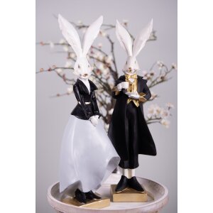 Clayre & Eef 6PR4889 Dekoration Kaninchen 14x12x47 cm Schwarz Grau 2 Stück