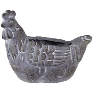 Clayre & Eef 6TE0488 Blumentopf Huhn Grau 29x17x23 cm...