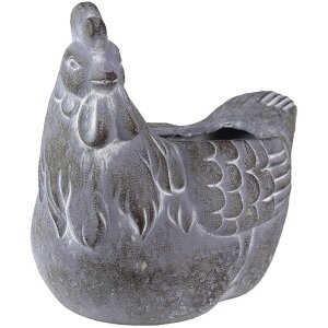 Clayre & Eef 6TE0488 Blumentopf Huhn Grau 29x17x23 cm...
