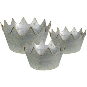 Clayre & Eef 6Y4879 Pflanzenhalter Grau Grün Ø 43x21 - Ø 40x20 - Ø 33x18 cm