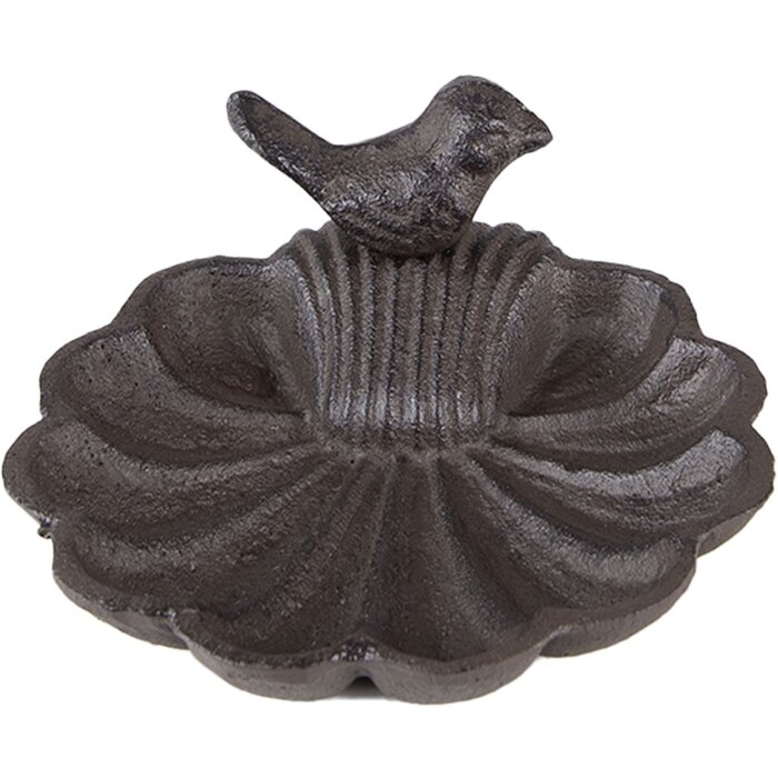Clayre & Eef 6Y5285 Vogel Fressnapf Ø 14x5 cm Braun Muschel Vogeltränke