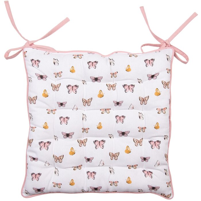 Clayre & Eef BPD29 Подушка для стула с поролоном 40x40x4 см бежево-розовая