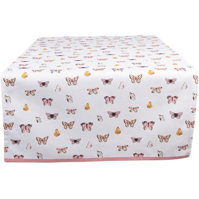 Clayre & Eef BPD64 Tischläufer 50x140 cm Beige Rosa