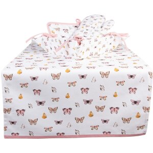 Clayre & Eef BPD64 Tischläufer 50x140 cm Beige Rosa