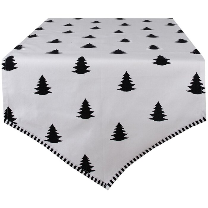 Clayre & Eef BWX65 Настольная скатерть 50x160 см белая - черная