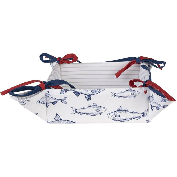 Clayre & Eef SSF47 Brotkörbchen 35x35x8 cm Weiß Blau Quadrat