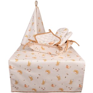 Clayre & Eef YFB48 Küchentuch Ø 80 cm Beige Rund