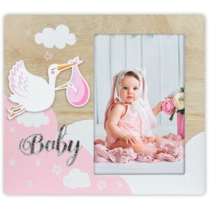 ZEP Baby Fotorahmen Eolo rosa 10x15 cm Holzrahmen mit...