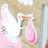 ZEP Baby Fotorahmen Eolo rosa 10x15 cm Holzrahmen mit Storch Aufsteller