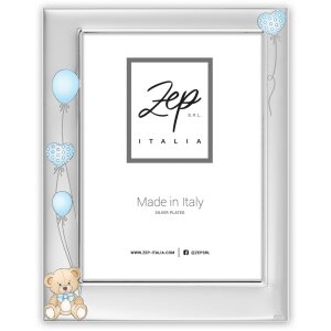 ZEP Metall Baby Fotorahmen Ivan blau 10x15 cm silber glänzend