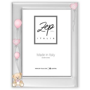 ZEP Metall Baby Fotorahmen Ivan rosa 10x15 cm silber glänzend