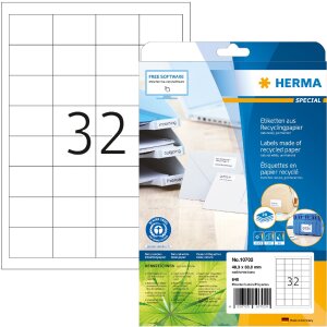 HERMA 10702 Etiketten Recyclingpapier A4 48.3x33.8mm...