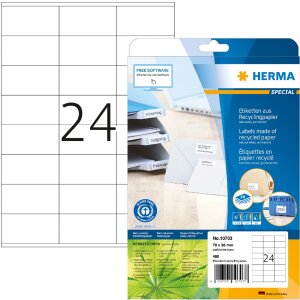 HERMA 10703 Etiketten Recyclingpapier A4 70x36mm...