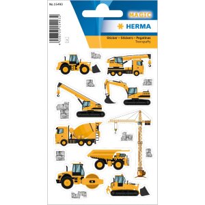 HERMA 15493 Magic Sticker Baustellen Fahrzeuge Transpuffy...