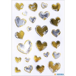 HERMA 15534 Creative Sticker Herzen Gold Silber Liebevolles Design Set