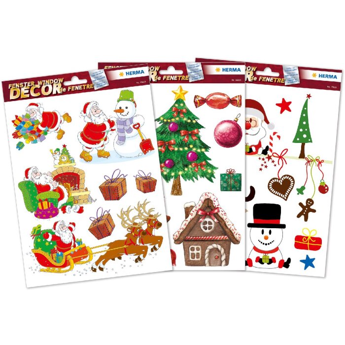 HERMA 15548 Set Fensterbilder Weihnachten Kindermotive 25 Stück