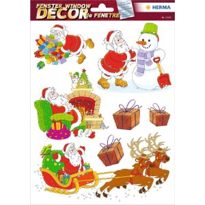 HERMA 15548 Set Fensterbilder Weihnachten Kindermotive 25 Stück