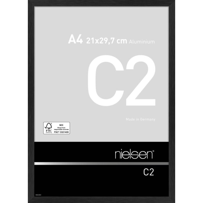 Nielsen Aluminium Bilderrahmen C2 struktur schwarz matt 21x29,7 cm Acrylglas