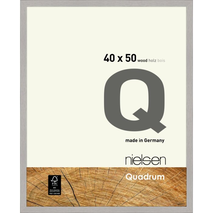 Nielsen Quadrum Holzrahmen 40x50 cm zementgrau Kiefernholz schmaler Blockprofil