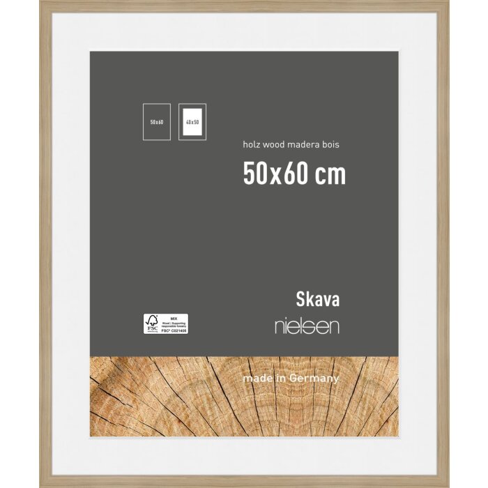 Nielsen Skava Holz-Bilderrahmen Eiche 50x60 cm mit Passepartout 40x50 cm