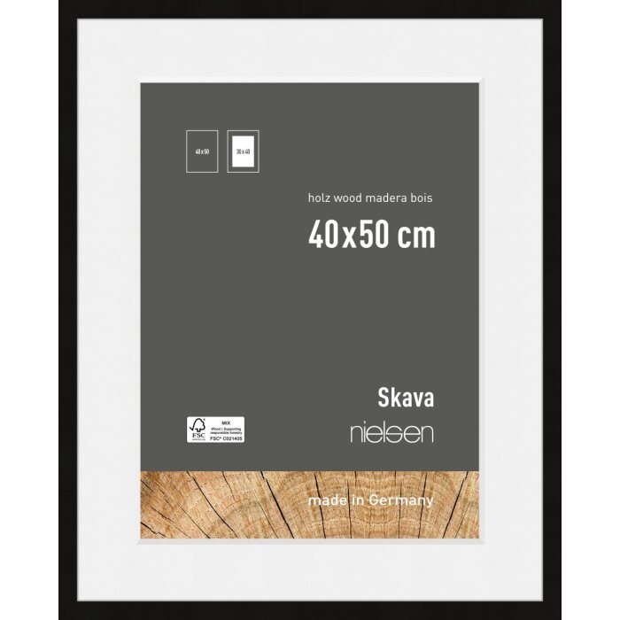 Nielsen Holz-Bilderrahmen Skava schwarz 40x50 cm inkl. Passepartout
