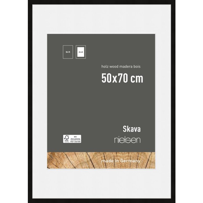 Nielsen Holz-Bilderrahmen Skava schwarz 50x70 cm Passepartout 40x60 cm