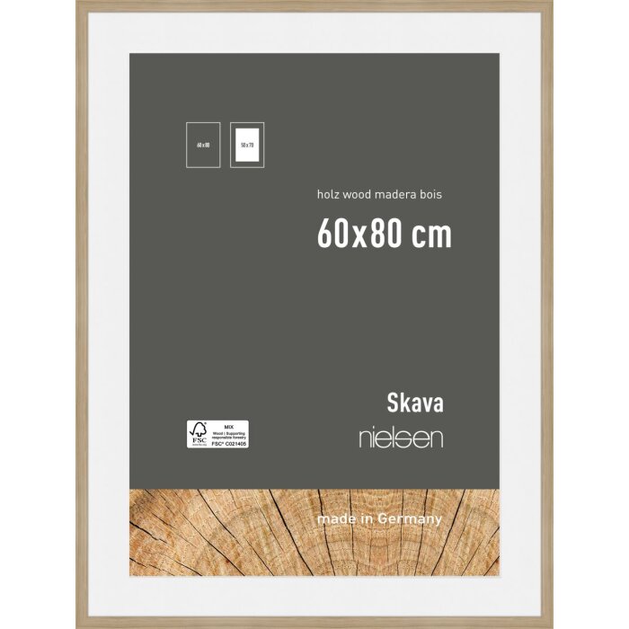 Nielsen Holz-Bilderrahmen Skava Eiche 60x80 cm mit Passepartout 50x70 cm