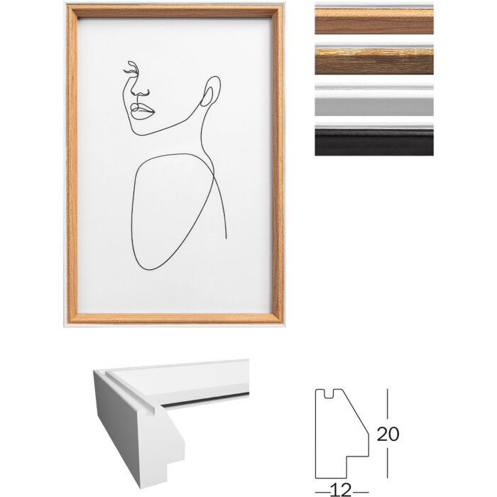 Walther Holzrahmen Silhouette MDF Holz 10x15 cm bis 40x50 cm klare Glasscheibe