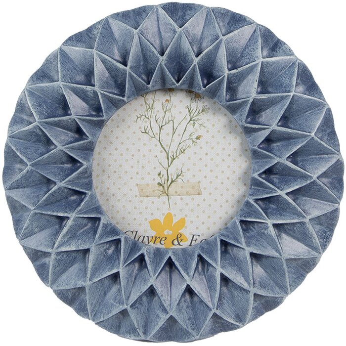 Фоторамка Clayre & Eef синяя, Ø 16x2 см, внутр. 8 см