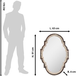 Clayre & Eef 52S300 Wandspiegel Braun Beige 63x4x91 cm