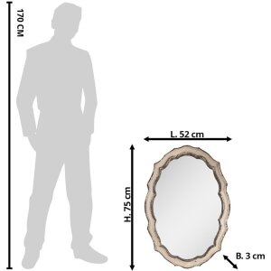 Clayre & Eef 52S303 Wandspiegel Beige Braun 52x3x75 cm