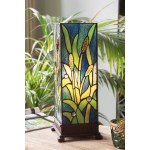 LumiLamp 5LL-6310 Tiffany Tischlampe Grün 18x18x45 cm E27 max 60W
