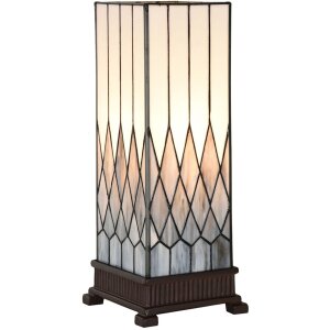 LumiLamp 5LL-6332 Tiffany Tischlampe Grau 18x18x45 cm E27 max 40W