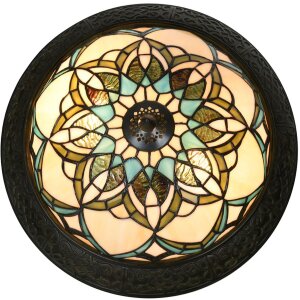LumiLamp 5LL-6335 Deckenleuchte Tiffany Beige Ø 37x19 cm E14 max 40W