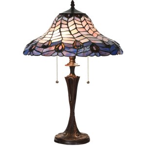 LumiLamp 5LL-6338 Tiffany Tischlampe Blau Ø 40x60...