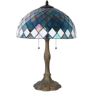 LumiLamp 5LL-6347 Tiffany Tischlampe Blau Ø 40x61...