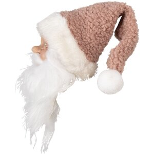 Clayre & Eef 65266 Anhänger Weihnachtsmann Weiß Rosa 10x9x28 cm