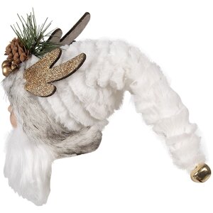 Clayre & Eef 65272 Anhänger Weihnachtsmann Weiß 10x9x28 cm