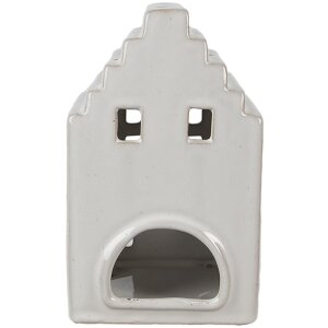 Керамический подсвечник Clayre & Eef с рождественским домиком, бежевый, 10x9x17 см