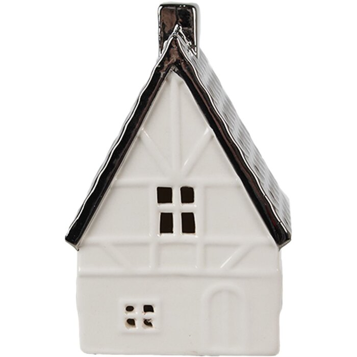 Декоративный домик Clayre & Eef с LED-подсветкой, бежево-серебристый, 8x7x12 см