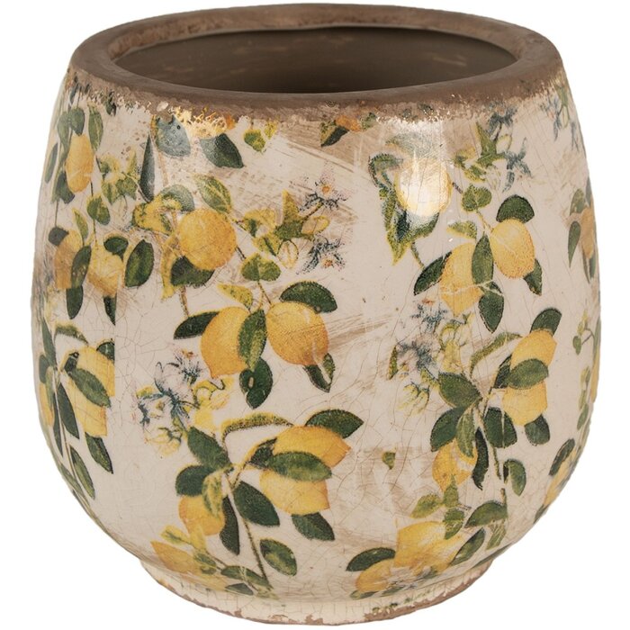 Clayre & Eef 6CE1608M Blumentopf Beige Gelb Ø 15x15 cm