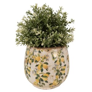 Clayre & Eef 6CE1608M Blumentopf Beige Gelb Ø 15x15 cm