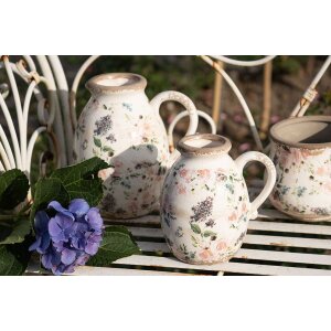 Clayre & Eef 6CE1613M Dekorativer Krug Beige Rosa 17x13x18 cm