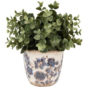 Clayre & Eef 6CE1619S Blumentopf für Innen Beige Blau 13x12 cm