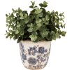 Clayre & Eef 6CE1619S Blumentopf für Innen Beige Blau 13x12 cm